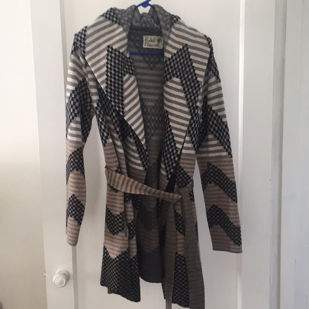 Anthropologie neutral sweater coat size L